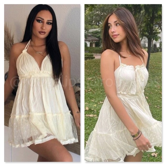 Backless Babydoll Short Dress in Beige - Picture 10 of 16